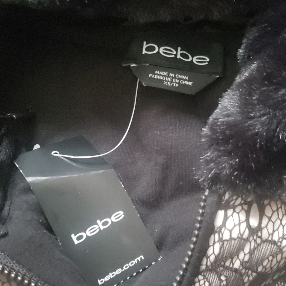 Rare Limited Edition Bebe Lace Up Corset Bonded Lace Puffer Jacket - Picture 7 of 9